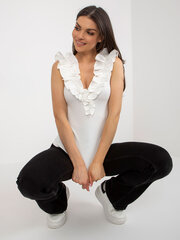 Рубашка с оборками на вырезе, белая цена и информация | Женские блузки, рубашки | 220.lv