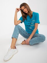 Sieviešu T-krekls ar zilu apdruku cena un informācija | T-krekli sievietēm | 220.lv