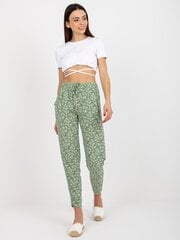 светло-зеленые женские брюки из ткани без застежки цена и информация | Женские брюки | 220.lv