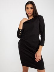 черное платье-футболка с пуговицами на рукавах och bella цена и информация | Платья | 220.lv