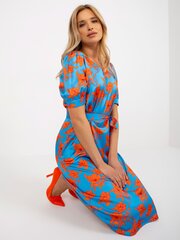 коктейльное платье миди сине-оранжевого цвета с цветочным принтом цена и информация | Платья | 220.lv