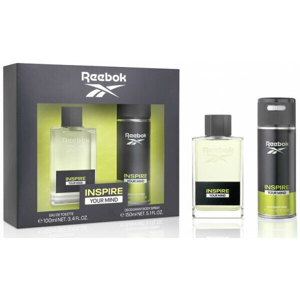 Komplekts Reebok Inspire Your Mind EDT vīriešiem: tualetes ūdens, 100 ml + dezodorants sprejs, 150 ml cena un informācija | Vīriešu smaržas | 220.lv