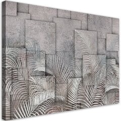 Холст. 3D листья на бетонном имитационном фоне 59,99 цена и информация | Картины | 220.lv
