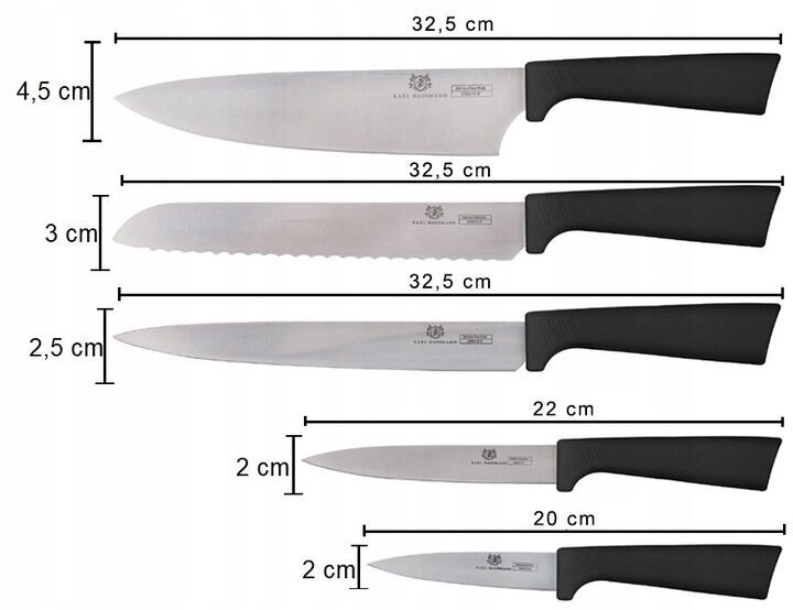 5 virtuves nažu komplekts blokā, Karl Hausmann цена и информация | Naži un to piederumi | 220.lv
