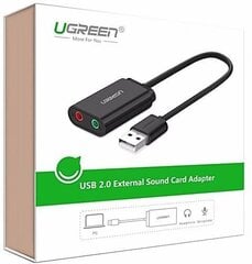 UGREEN Внешняя аудиокарта USB UGREEN 15см (черная) цена и информация | Адаптеры и USB разветвители | 220.lv
