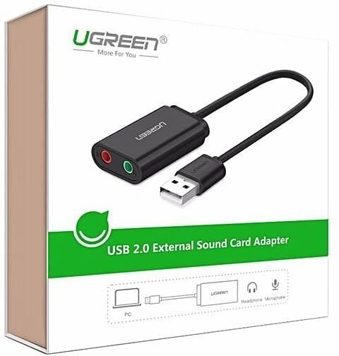 Ugreen Ārējā USB audio karte UGREEN 15cm (melna) cena un informācija | Adapteri un USB centrmezgli | 220.lv
