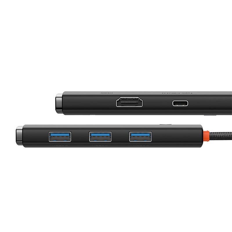 HUB Baseus Lite Series 5-Port USB-C to HDMI+USB3.0x3+PD (melns) cena un informācija | Adapteri un USB centrmezgli | 220.lv