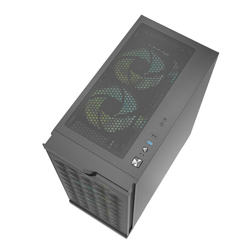 Darkflash DK361 datora korpuss + 4 ventilatori (melns) цена и информация | Datoru korpusi | 220.lv