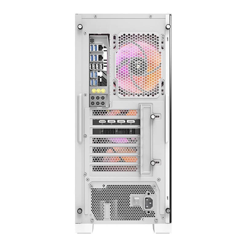 Darkflash DK361 datora korpuss + 4 ventilatori (balts) cena un informācija | Datoru korpusi | 220.lv