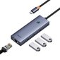 4in1 Hub Baseus UltraJoy USB-C do 3x USB 3.0 + RJ45 (kosmosa pelēks) cena un informācija | Adapteri un USB centrmezgli | 220.lv