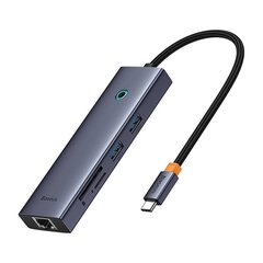 Hub 7w1 Baseus UltraJoy 7-Port ( USB-C to 1xHDMI4K@30Hz + 2xUSB 3.0 + 1xPD +RJ45 + SD|TF3.0) цена и информация | Адаптеры и USB разветвители | 220.lv