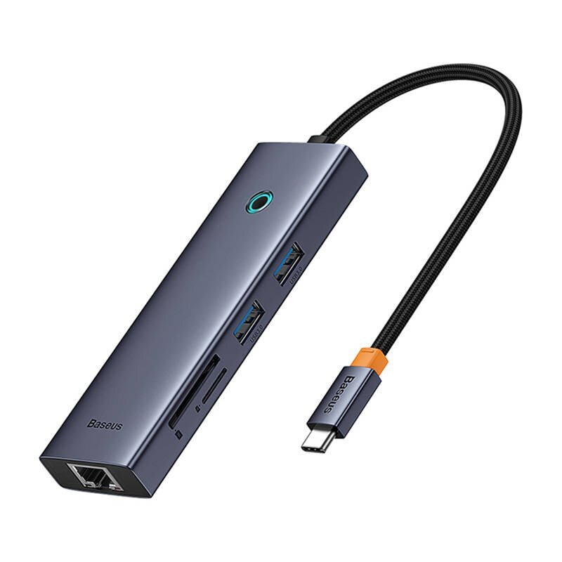 Hub 7w1 Baseus UltraJoy 7-Port (USB-C to 1xHDMI4K@30Hz + 2xUSB 3.0 + 1xPD +RJ45 + SD|TF3.0) cena un informācija | Adapteri un USB centrmezgli | 220.lv