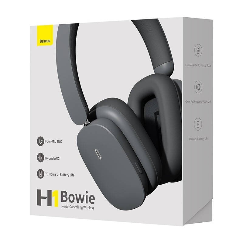 Bezvadu austiņas Baseus Bowie H1 Bluetooth 5.2, ANC (pelēkas) cena un informācija | Austiņas | 220.lv