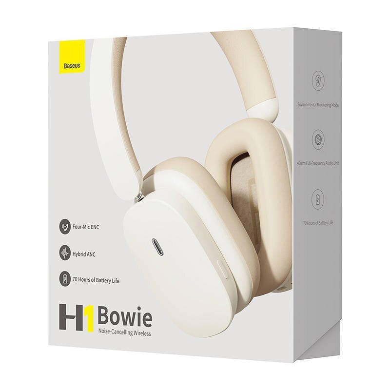 Baseus Bowie H1 Bezvadu austiņas Bluetooth 5.2, ANC (baltas) cena un informācija | Austiņas | 220.lv