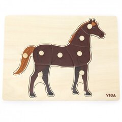 Montessori koka puzle bērniem - Zirgu puzle Viga cena un informācija | Rotaļlietas zīdaiņiem | 220.lv