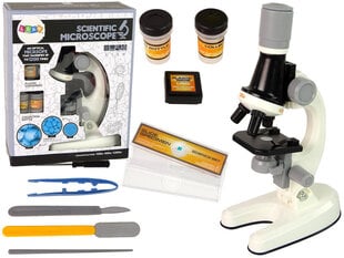 LeanToys rotaļlietu mikroskopa komplekts, balts cena un informācija | Attīstošās rotaļlietas | 220.lv