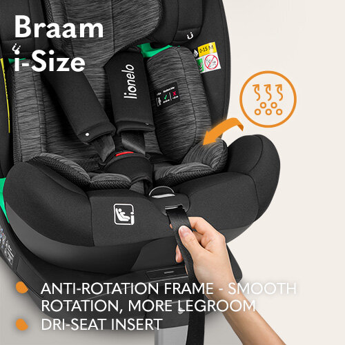 Mašīnas sēdeklis Lionelo Braam I-Size, 0-36 kg, Carbon Black цена и информация | Autokrēsliņi | 220.lv