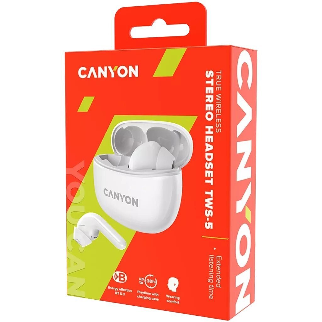 Canyon TWS-5 White CNS-TWS5W cena un informācija | Austiņas | 220.lv