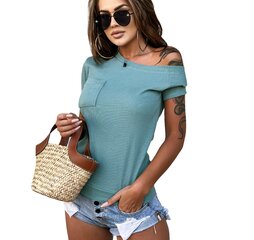 Асимметричная женская блузка Och Bella, зеленая цена и информация | Женские футболки | 220.lv