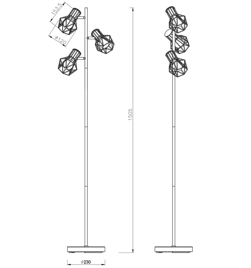 G.LUX grīdas lampa GH-3005 wire black cena un informācija | Stāvlampas | 220.lv