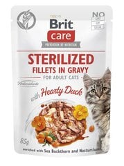 Brit Care Fillets in Gravy для стерилизованных кошек с уткой, 24x85 г цена и информация | Консервы для котов | 220.lv