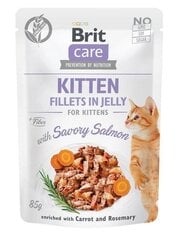 Brit Care Fillets in Gravy kaķēniem, ar lasi, 24x85 g cena un informācija | Konservi kaķiem | 220.lv