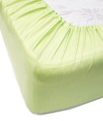 Однотонная сатиновая простынь на резинке Soft Shadow Lime, 140x200 см цена и информация | Простыни | 220.lv