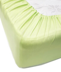 Однотонная сатиновая простынь на резинке Soft Shadow Lime, 200x200 см цена и информация | Простыни | 220.lv