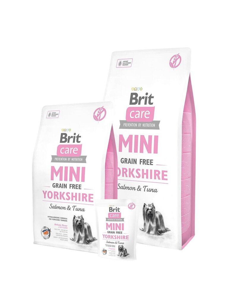 Brit Care Mini Grain Free pieaugušajiem Jorkšīras terjeriem, ar lasi un tunci цена и информация | Sausā barība suņiem | 220.lv