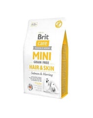 Brit Care Mini Grain Free hair skin ar lasi 14 kg (2 x 7 kg) cena un informācija | Sausā barība suņiem | 220.lv