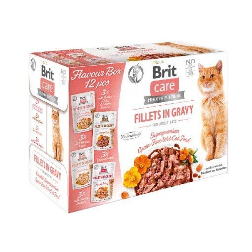 Brit Care Cat izmēģinājuma komplekts pieaugušiem kaķiem, 12 x 85 g cena un informācija | Konservi kaķiem | 220.lv