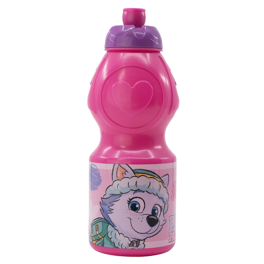 Dzeramā ūdens pudele ar salmiņu Paw Patrol, 400 ml, rozā cena un informācija | Bērnu pudelītes un to aksesuāri | 220.lv