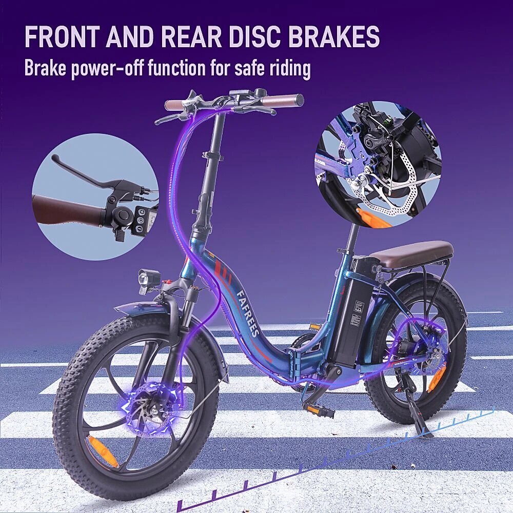 Elektriskais velosipēds FAFREES F20 Pro, 20", violets, 250W, 18Ah cena un informācija | Elektrovelosipēdi | 220.lv