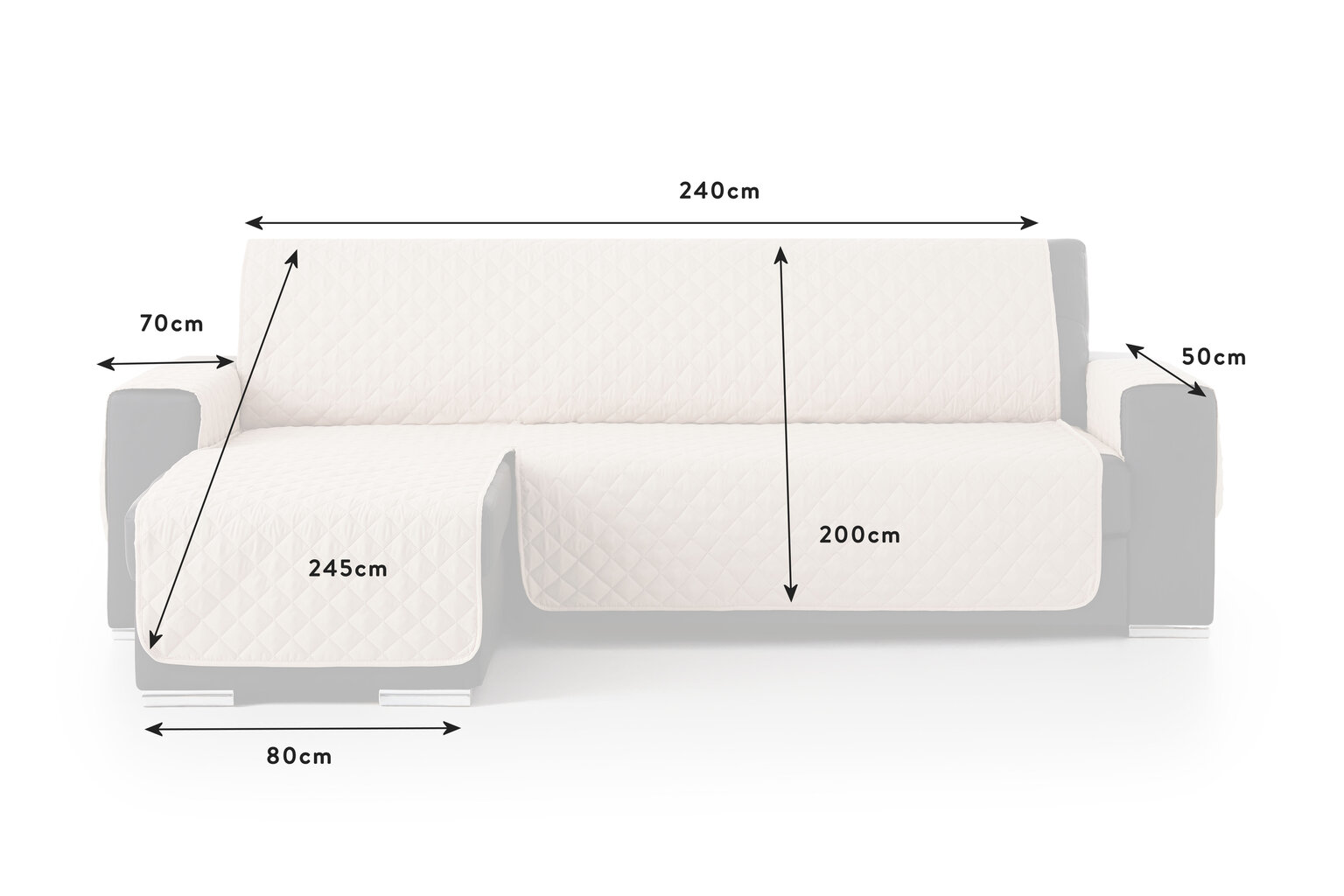 Bestcovers vienpusējais pārsegs stūra dīvānam, 240 cm cena un informācija | Mēbeļu pārvalki | 220.lv