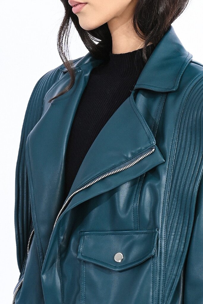 Molly Bracken sieviešu mākslīgās ādas jaka, zaļi zila cena un informācija | Sieviešu virsjakas | 220.lv