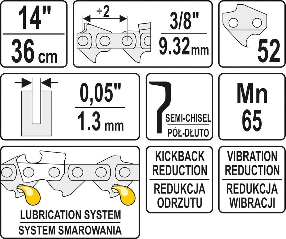 Zāģa ķēde Yato YT-84951 14" cena un informācija | Dārza tehnikas rezerves daļas | 220.lv