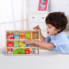 Koka ēku un figūriņu komplekts, Tooky Toy, 11 d. cena un informācija | Attīstošās rotaļlietas | 220.lv