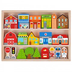 Koka ēku un figūriņu komplekts, Tooky Toy, 11 d. cena un informācija | Attīstošās rotaļlietas | 220.lv