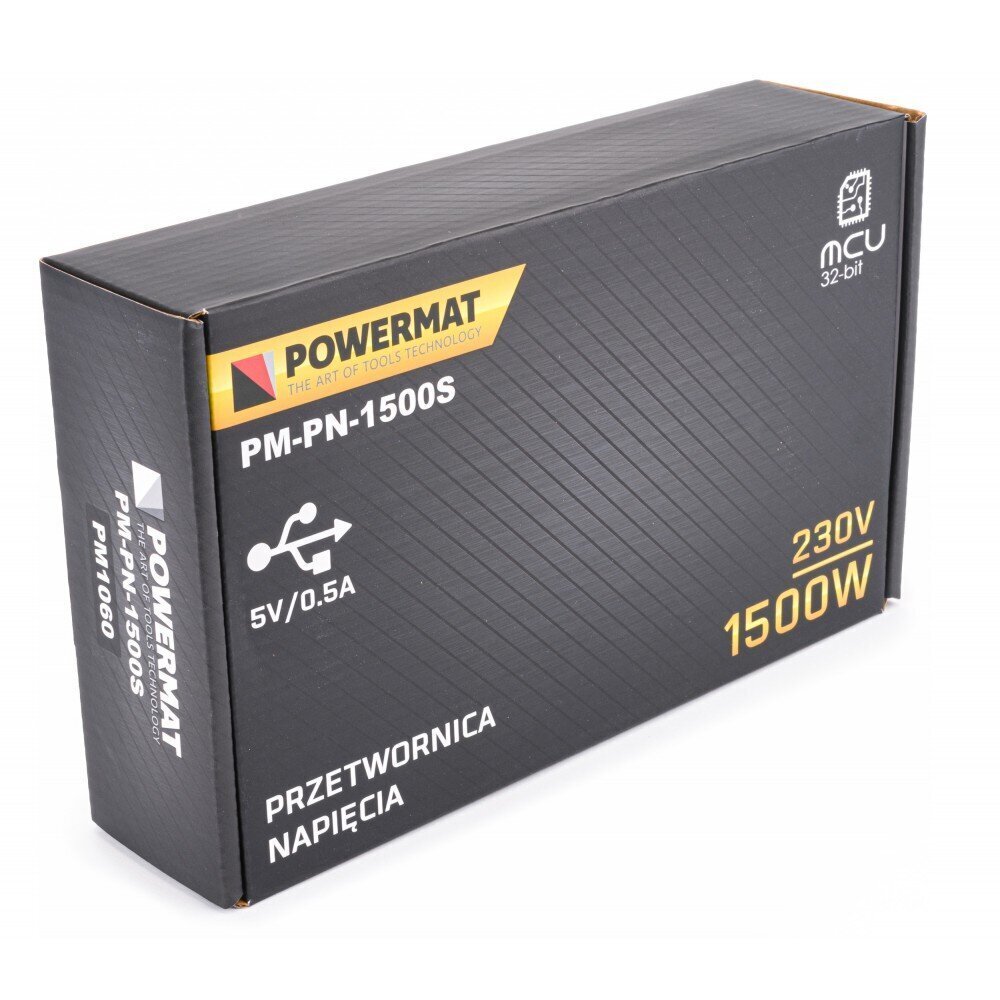 Sprieguma pārveidotājs Powermat, 12V 1500W cena un informācija | Sprieguma pārveidotāji | 220.lv