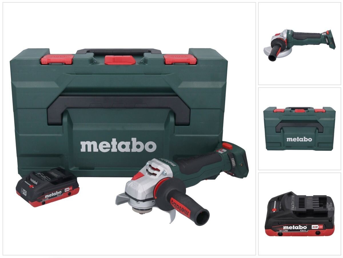 Metabo WPBA 18 LTX BL 15-125 Quick DS bezvadu leņķa slīpmašīna 18 V 125 mm bezsuku + 1x akumulators 4,0 Ah + metaBOX - bez lādētāja cena un informācija | Slīpmašīnas | 220.lv