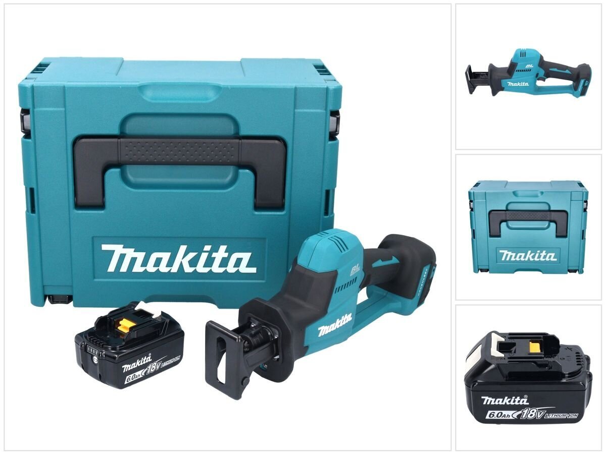 Makita DJR 189 G1J Akumulatora virzuļzāģis 18 V + 1x akumulators 6,0 Ah + Makpac - bez lādētāja цена и информация | Zāģi, ripzāģi | 220.lv