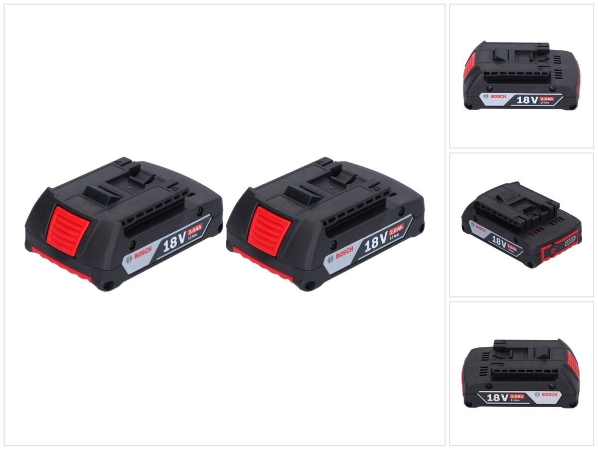 Bosch akumulatoru komplekts 2 x GBA 18 V 2,0 Ah / 2000 mAh (2 x 1600Z00036) цена и информация | Skrūvgrieži, urbjmašīnas | 220.lv