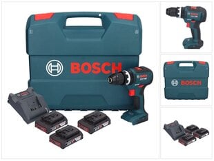 Bosch GSB 18V-55 Akumulatora triecienurbjmašīna 18 V 55 Nm + 3x 2,0 Ah akumulators + lādētājs + korpuss cena un informācija | Skrūvgrieži, urbjmašīnas | 220.lv