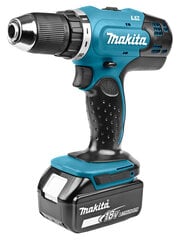 Аккумуляторная дрель Makita DDF 453 RM1, 18 В, с аккумулятором и зарядным устройством цена и информация | Шуруповерты, дрели | 220.lv