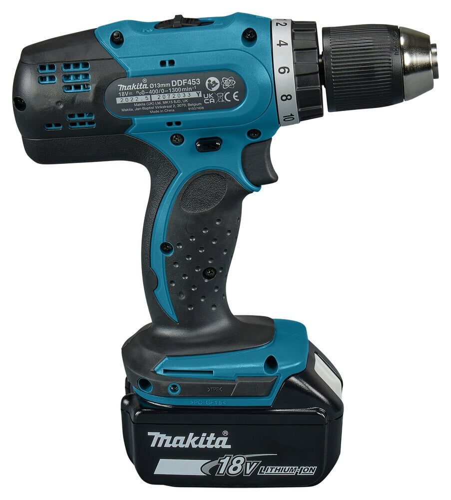 Makita DDF 453 RM1 akumulatora urbjmašīna 18 V 42 Nm + 1x akumulators 4,0 Ah + lādētājs cena un informācija | Skrūvgrieži, urbjmašīnas | 220.lv