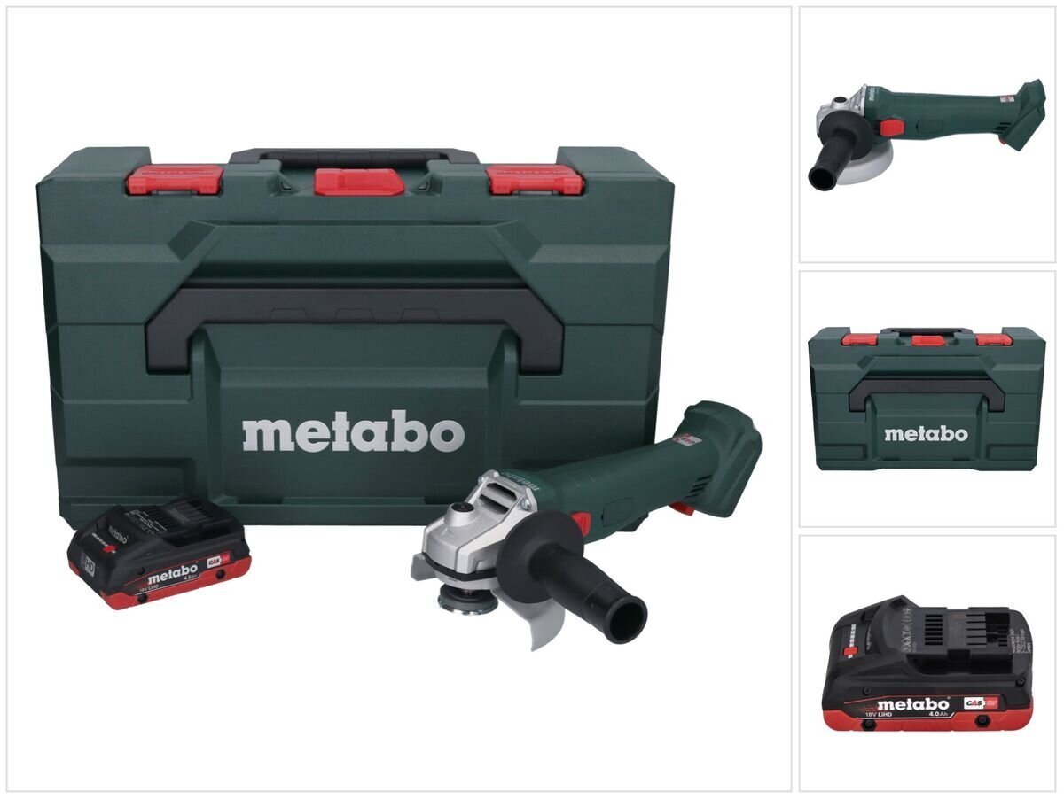 Аккумуляторная угловая шлифовальная машина Metabo W 18 L 9-125, 18 В, с  аккумулятором и без зарядного устройства цена | 220.lv