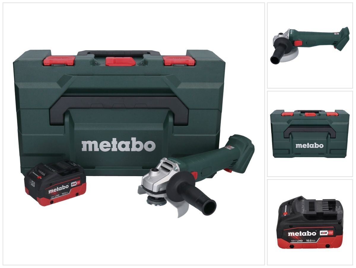 Metabo W 18 L 9-125 akumulatora leņķa slīpmašīna 18 V 125 mm + 1x akumulators 10,0 Ah + metaBOX - bez lādētāja cena un informācija | Slīpmašīnas | 220.lv