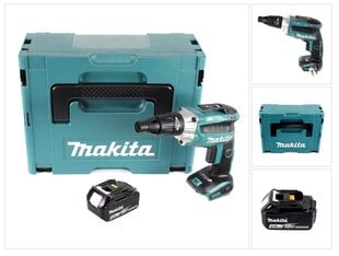 Makita DFS 251 M1J ģipškartona skrūvgriezis 18 V bezsuku + 1x akumulators 4,0 Ah + Makpac - bez lādētāja цена и информация | Шуруповерты, дрели | 220.lv