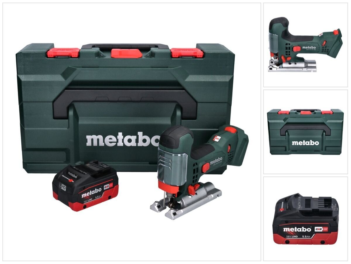 Metabo STA 18 LTX 100 bezvadu finierzāģis 18 V + 1x akumulators 5,5 Ah + metaBOX - bez lādētāja цена и информация | Zāģi, ripzāģi | 220.lv