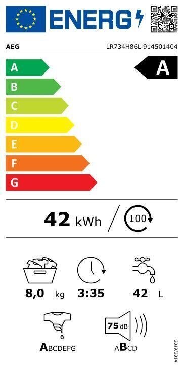 AEG LR734H86L cena un informācija | Veļas mašīnas | 220.lv